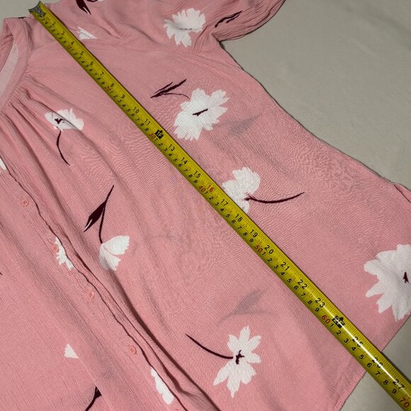 a.n.a A New Approach Floral Blouse Pink Long Sleeve Rayon 1X Boho Lightweight - Picture 9 of 10